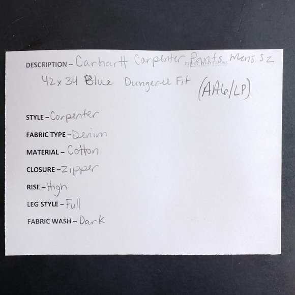 Carhartt Carpenter Pants Mens Size 42/34 Blue - Picture 6 of 7